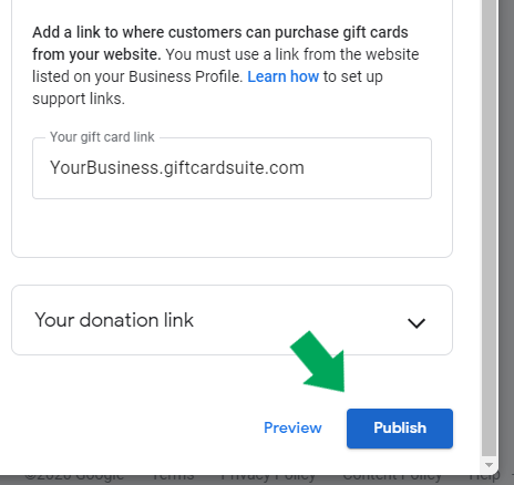 Publish Your Gift Cards Google My Business Post
